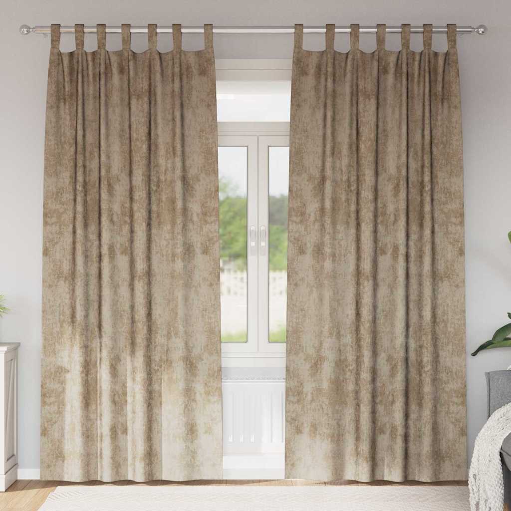 Tende in Velluto 2 pz Champagne 225 x 140 cm Velluto