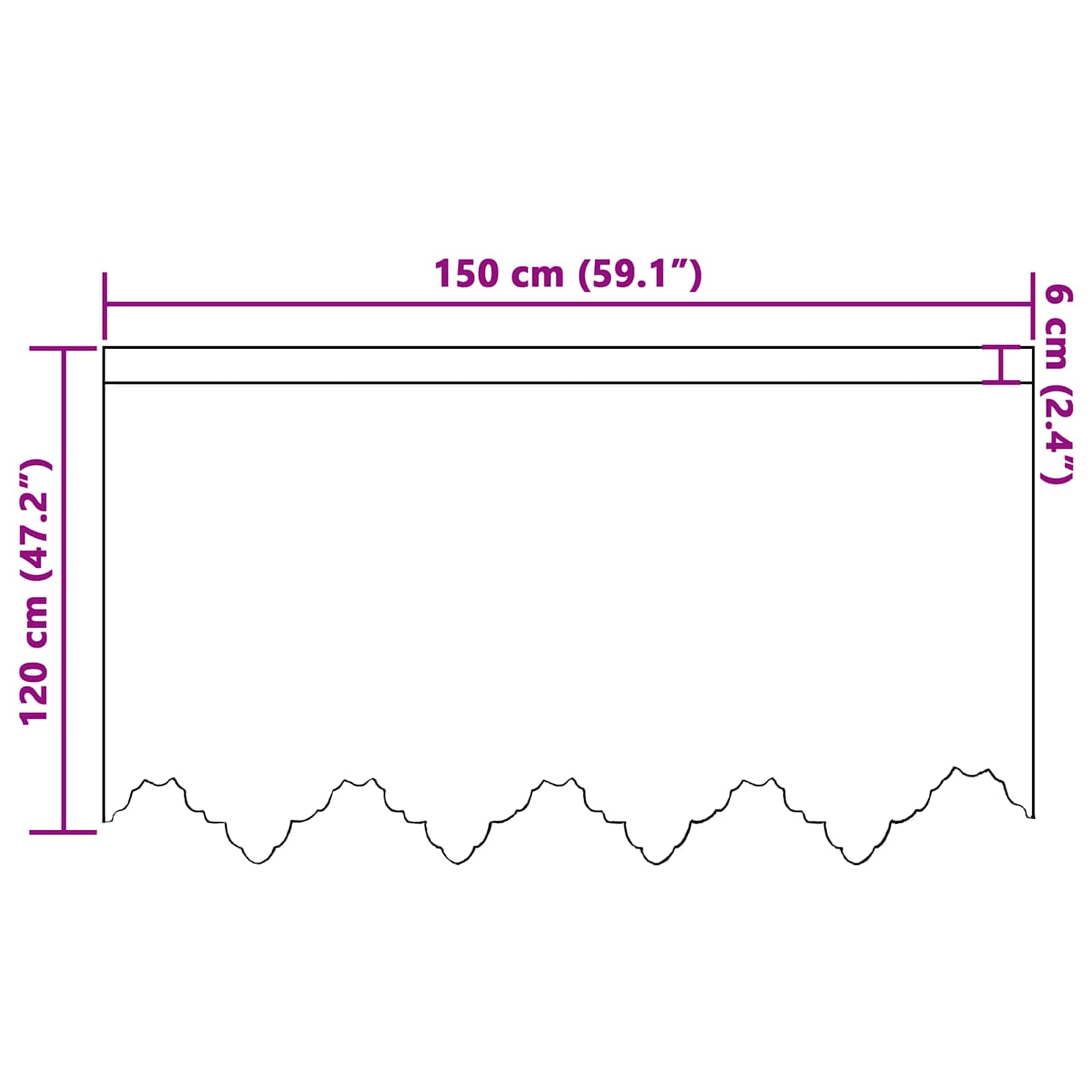 Tenda in Pizzo Bianco 120 x 150 cm Poliestere