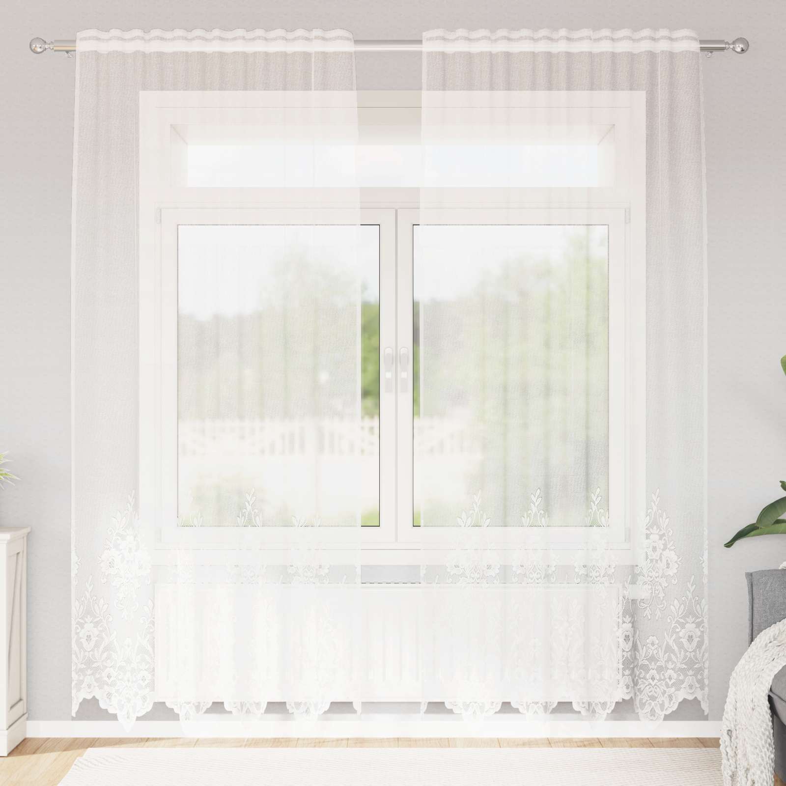 Tenda in Pizzo Bianco 245x150cm Poliestere