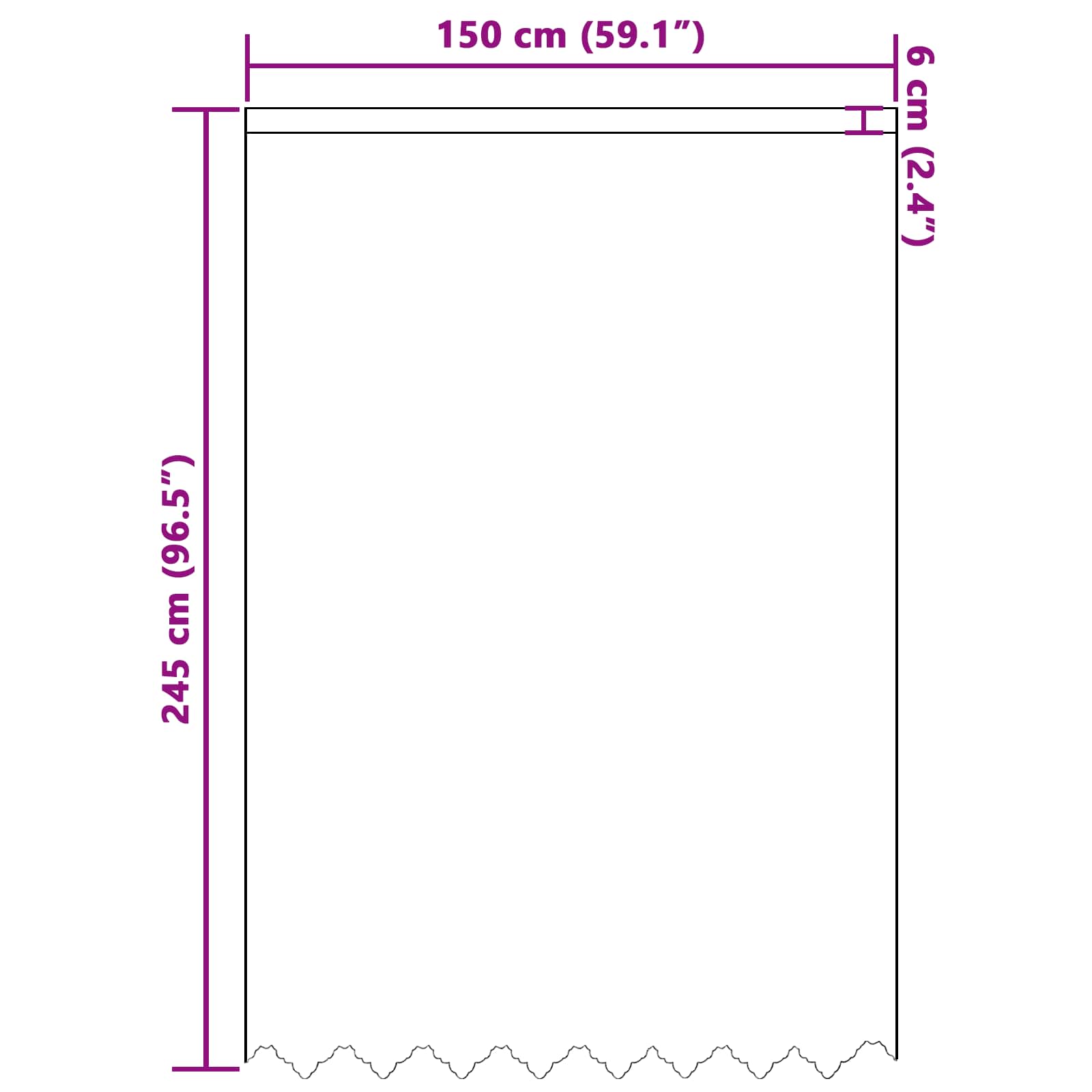 Tenda in Pizzo Bianco 245x150cm Poliestere