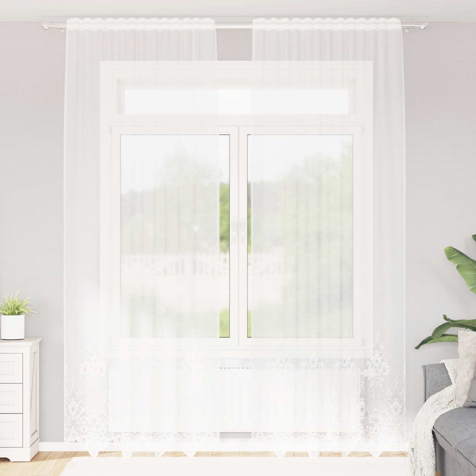 Tenda in Pizzo Bianco 280 x 150 cm Poliestere