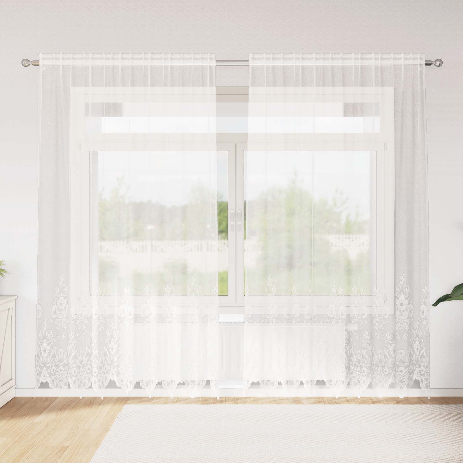 Tenda in Pizzo Bianco 245 x 200 cm Poliestere