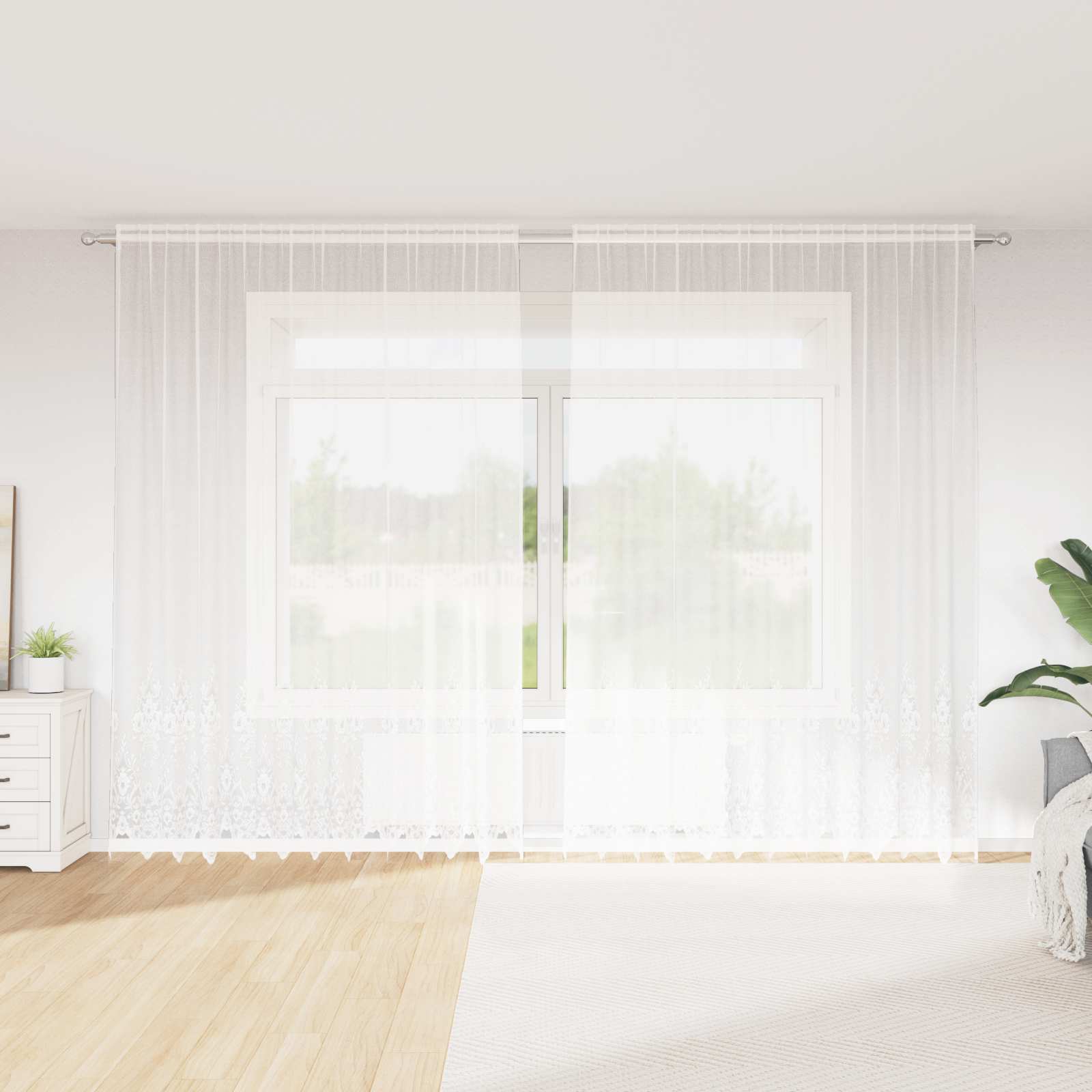 Tenda in Pizzo Bianco 280 x 300 cm Poliestere