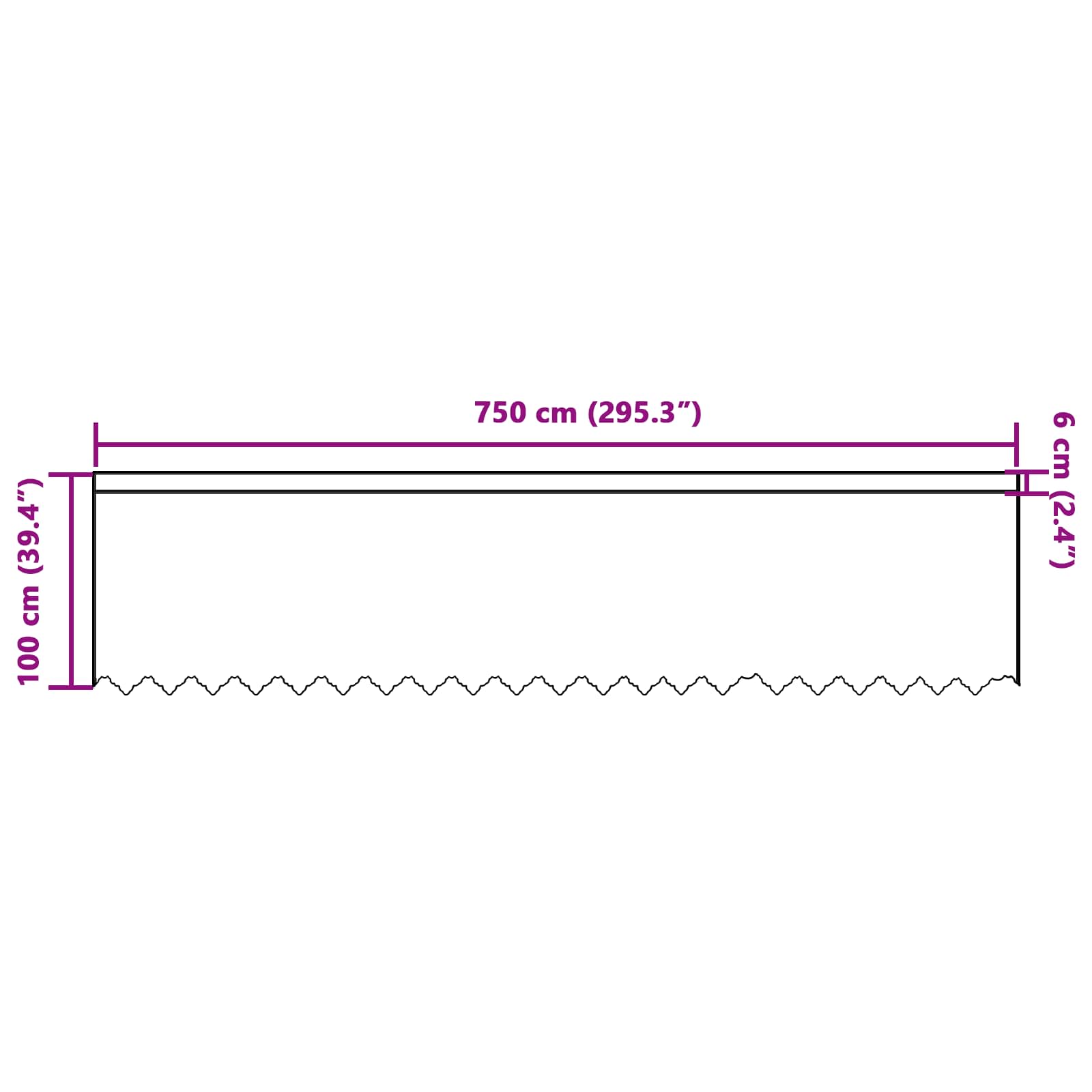 Tenda in Pizzo Bianco 100x750cm Poliestere