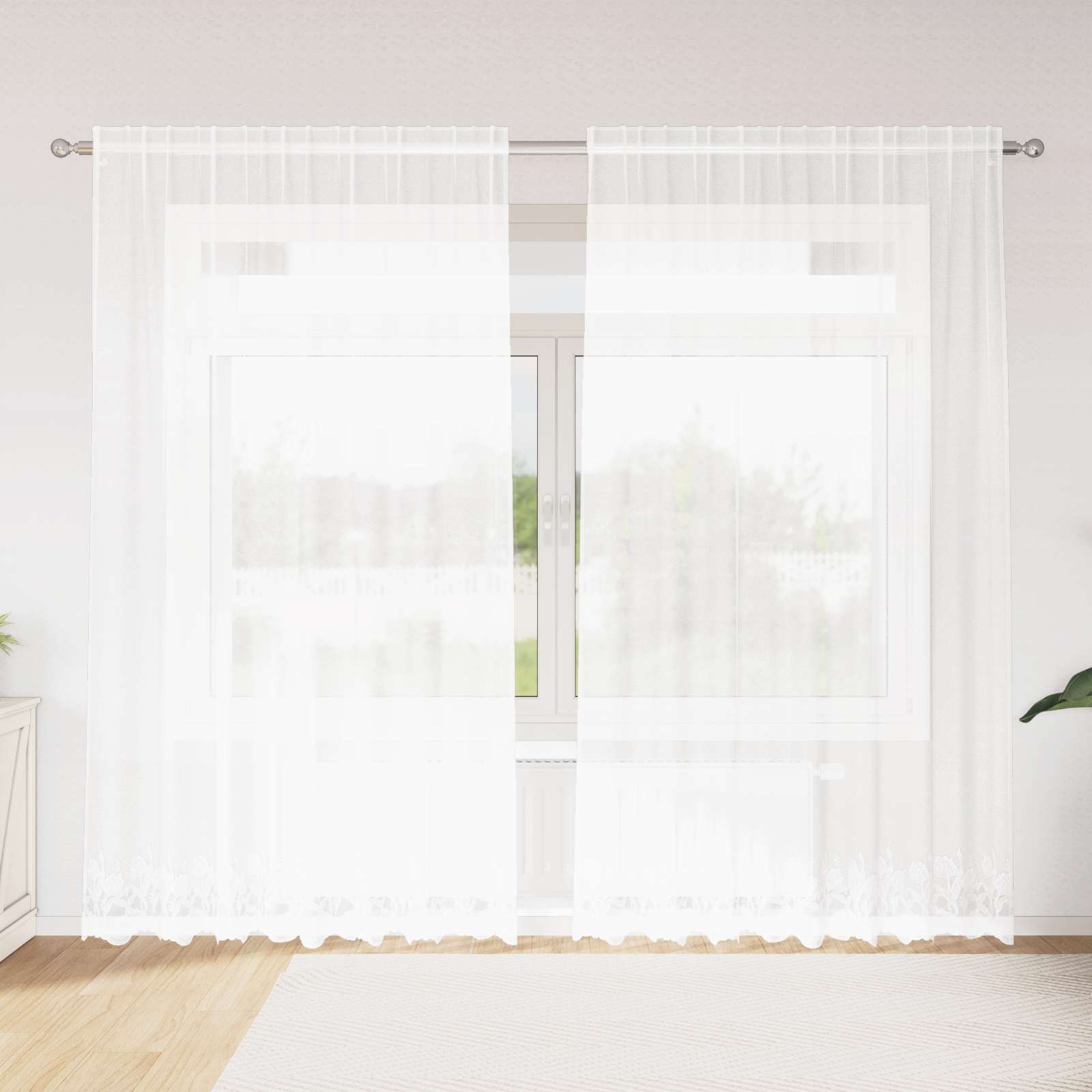 Tenda in Pizzo Bianco 245 x 200 cm Poliestere