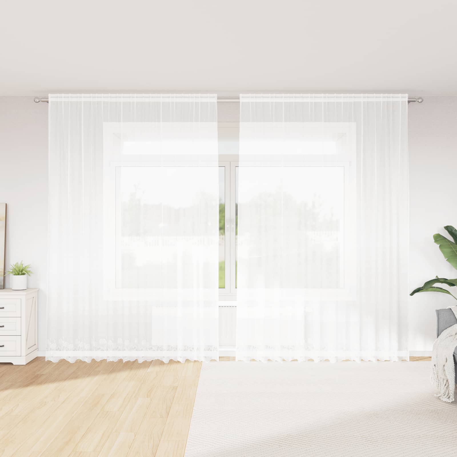 Tenda in Pizzo Bianco 280 x 300 cm Poliestere
