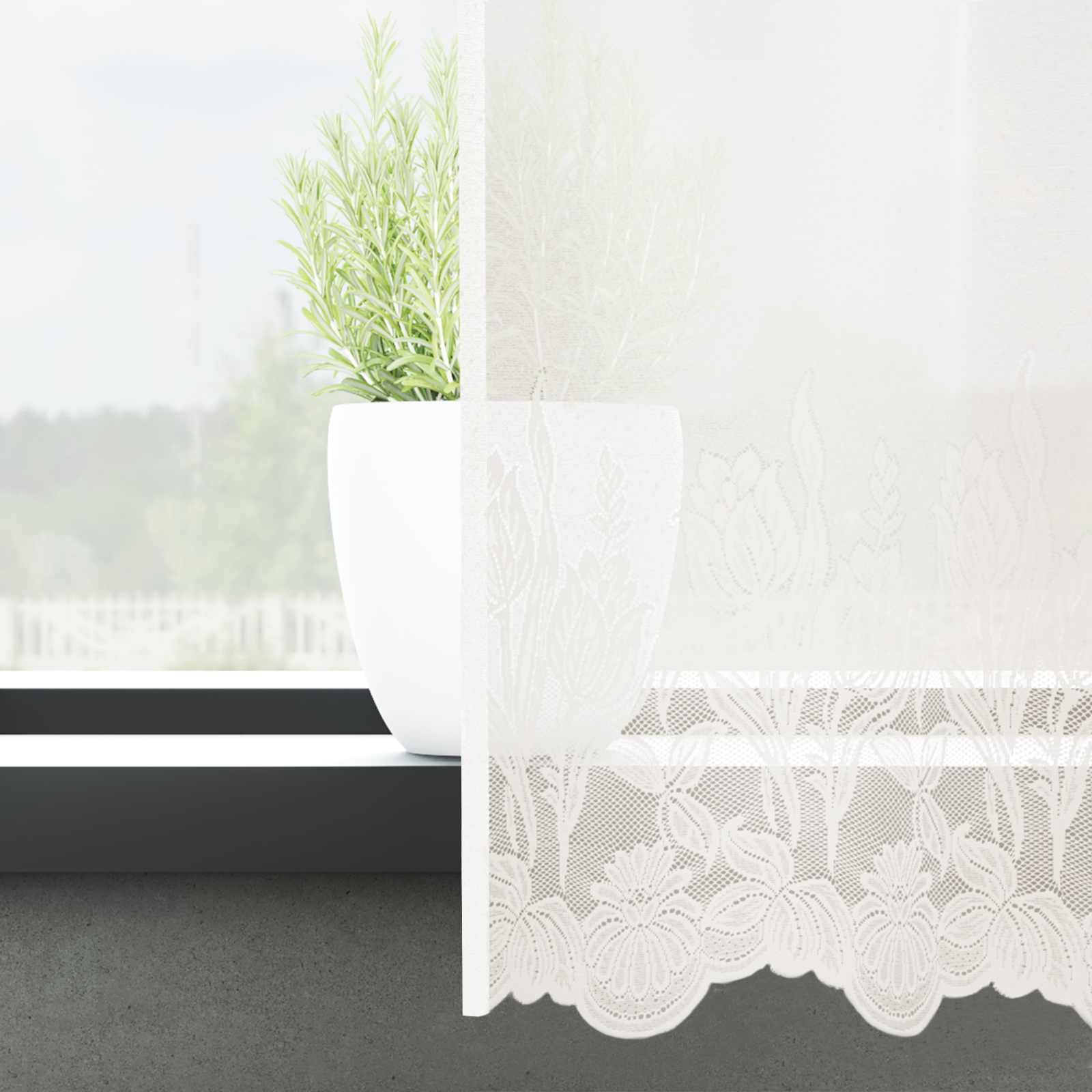 Tenda in Pizzo Bianco 100 x 400 cm Poliestere