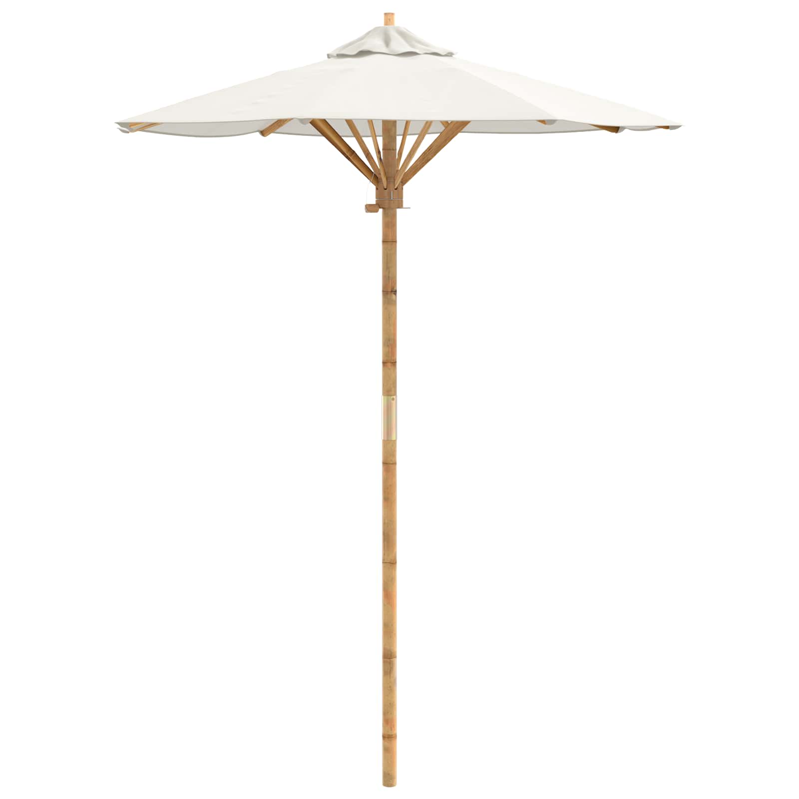 Ombrello da giardino Ø 150 x 210 cm Bambù Rotondo Bianco Crema
