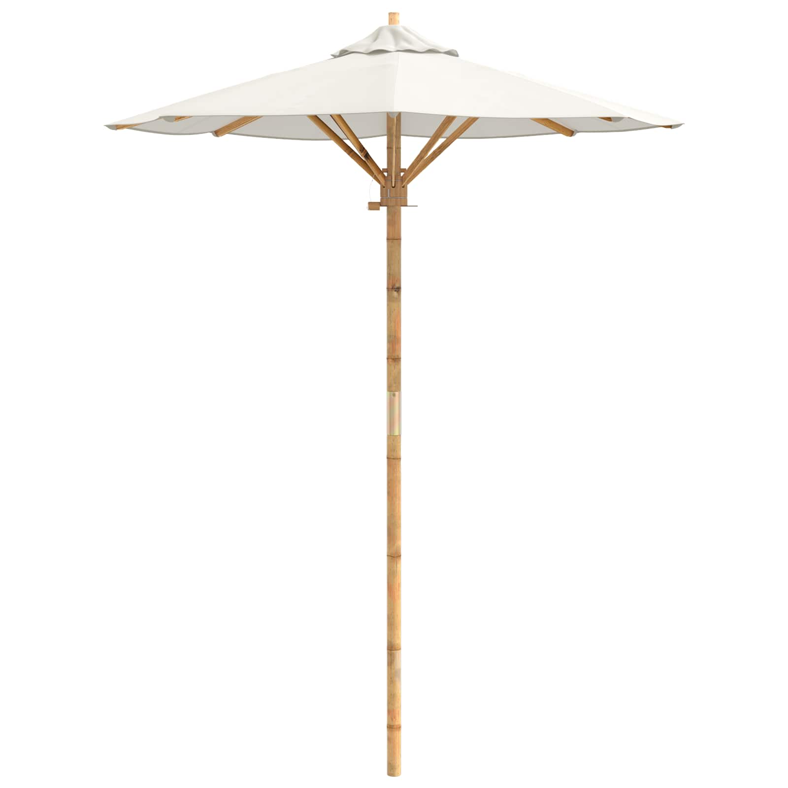Ombrello da giardino Ø 150 x 210 cm Bambù Rotondo Bianco Crema