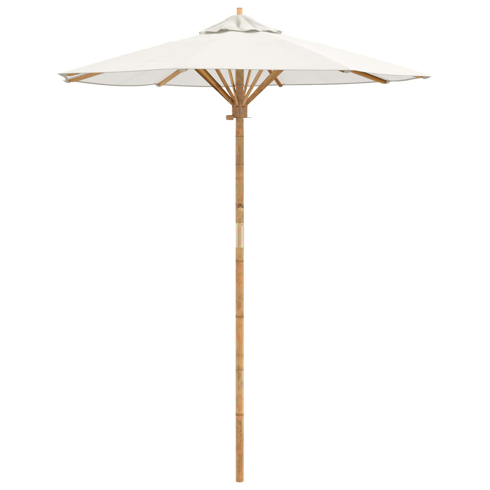 Ombrello da giardino Ø 180 x 230 cm Bambù Rotondo Bianco Crema