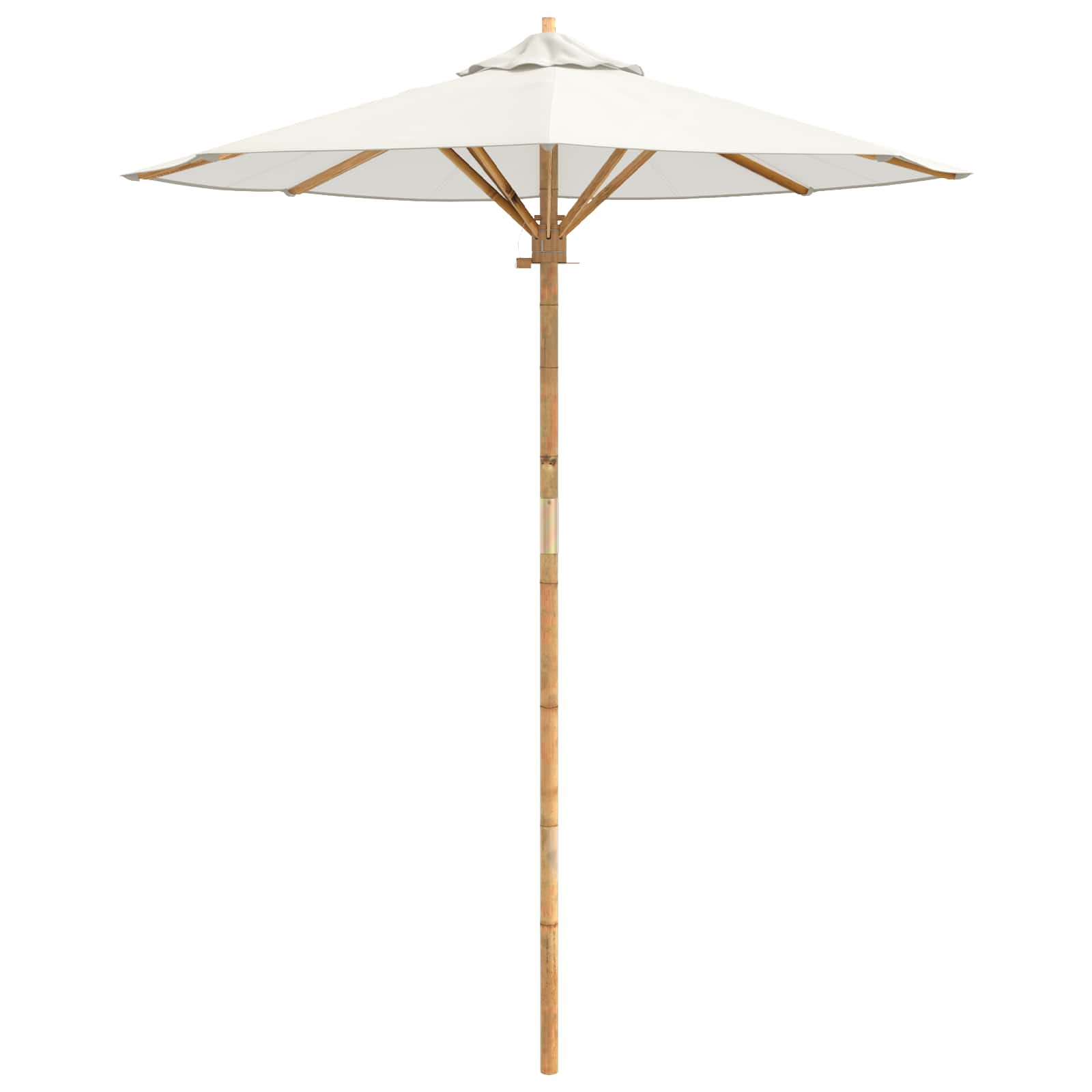 Ombrello da giardino Ø 180 x 230 cm Bambù Rotondo Bianco Crema