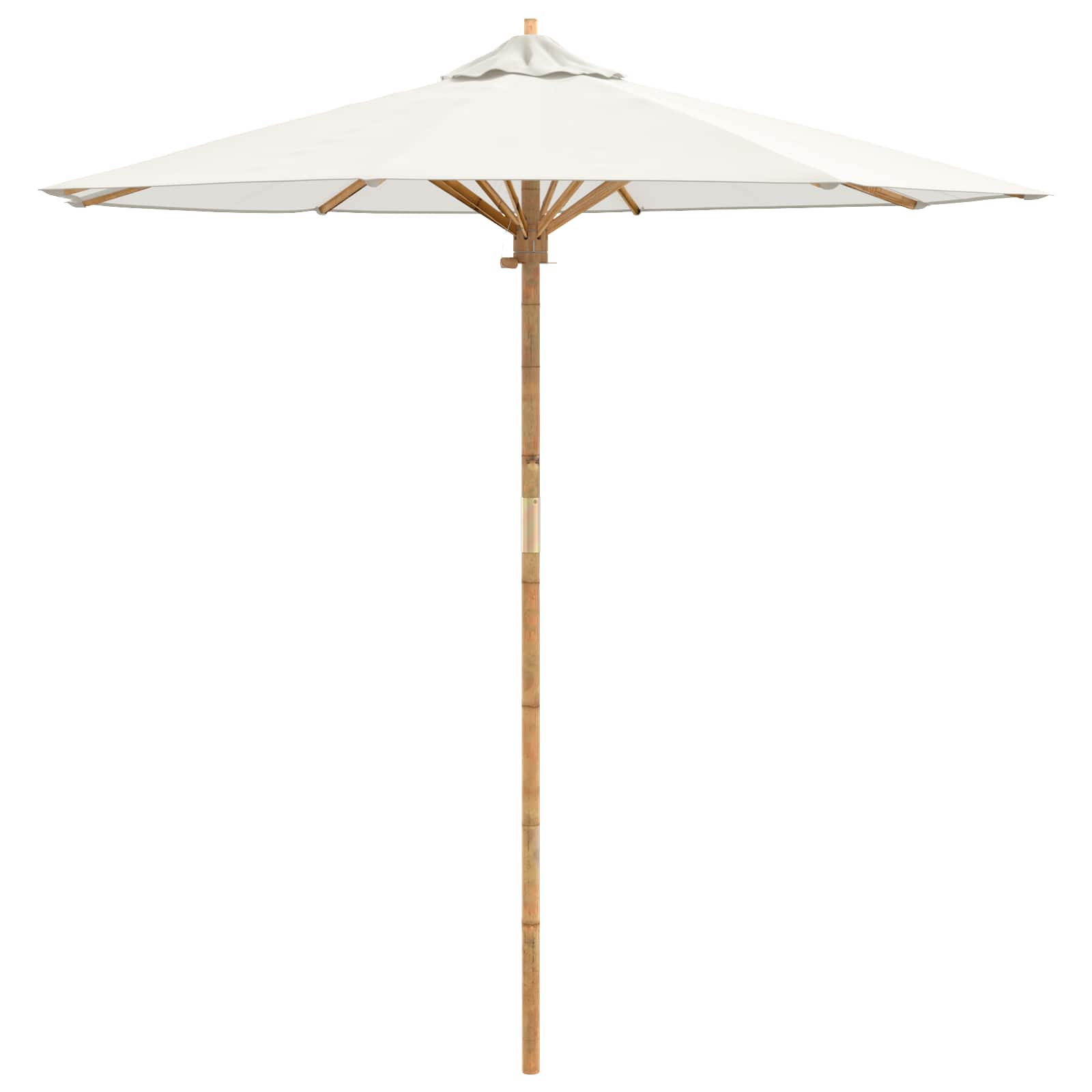 Ombrello da giardino Ø 217 x 230 cm Bambù Rotondo Bianco Crema