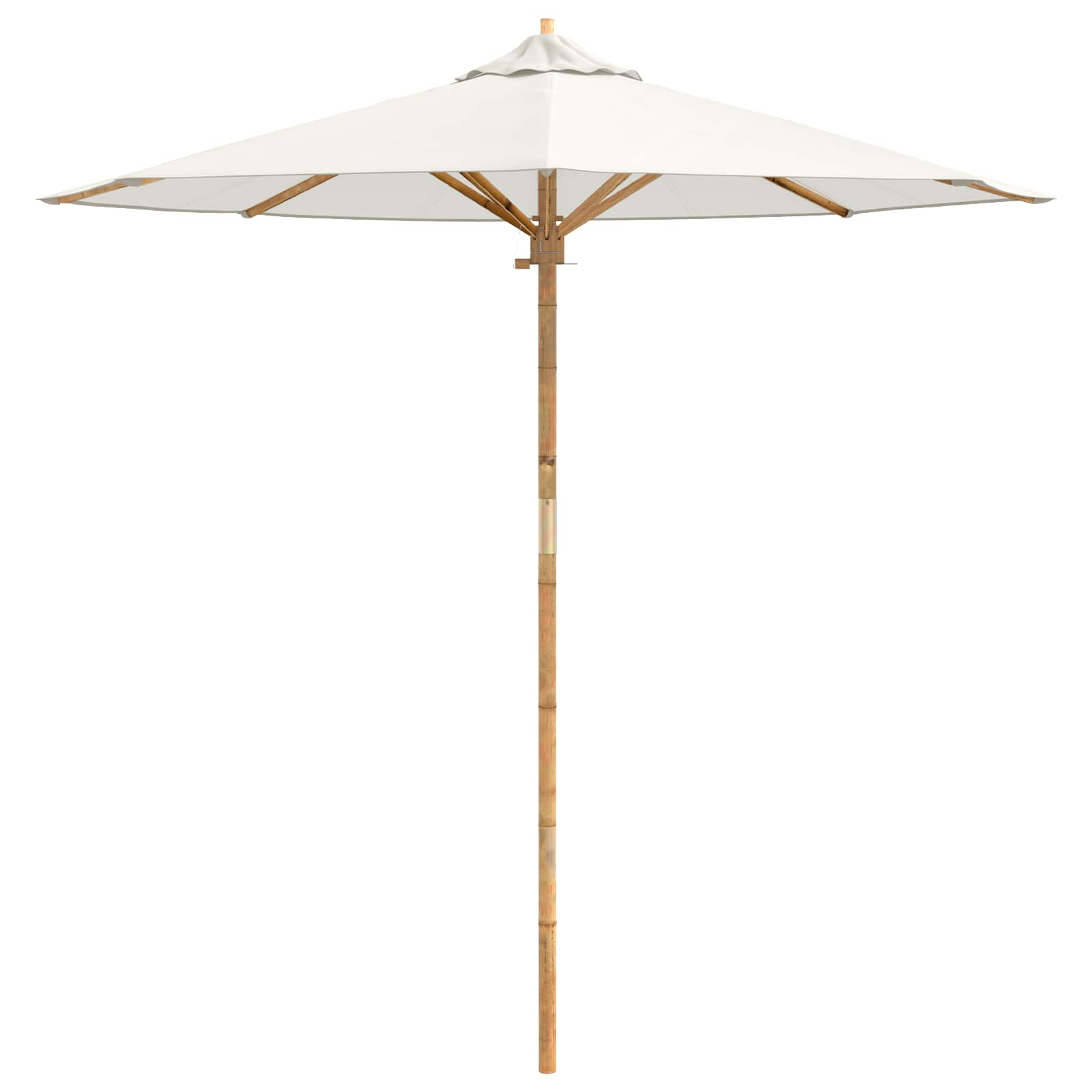 Ombrello da giardino Ø 217 x 230 cm Bambù Rotondo Bianco Crema