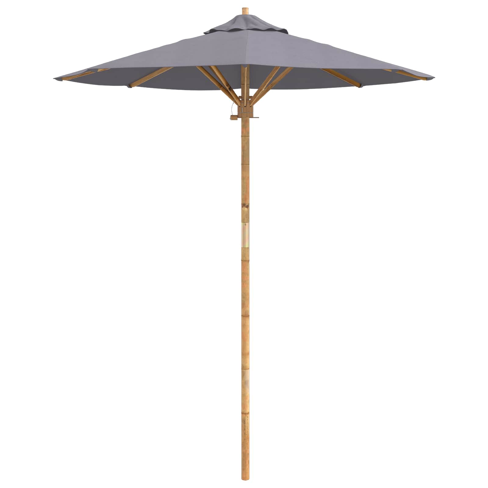 Ombrello da giardino Ø 180 x 230 cm Bambù Rotondo Grigio Scuro