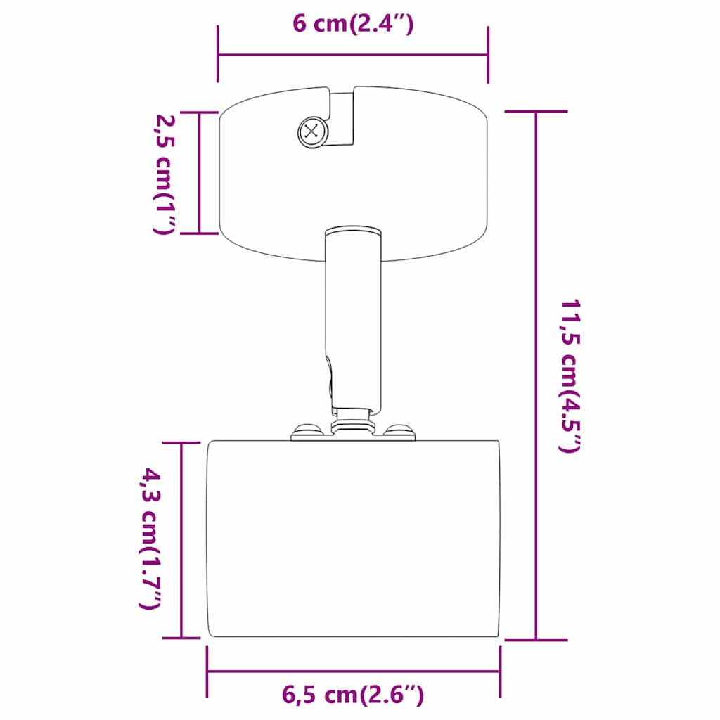 Faretto da soffitto Bianco 6,5 x 6 x 11,5 cm Metallo