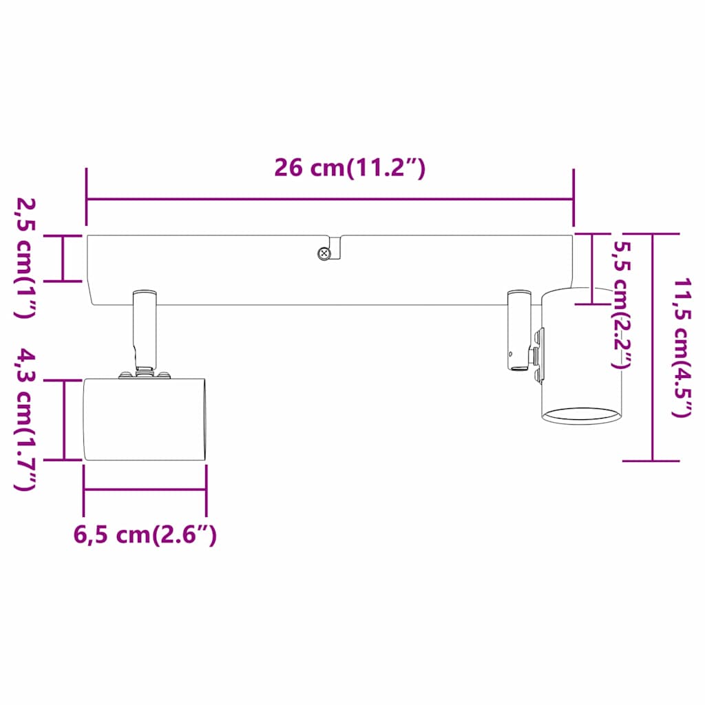Faretto da soffitto Bianco 26 x 6,5 x 11,5 cm Metallo