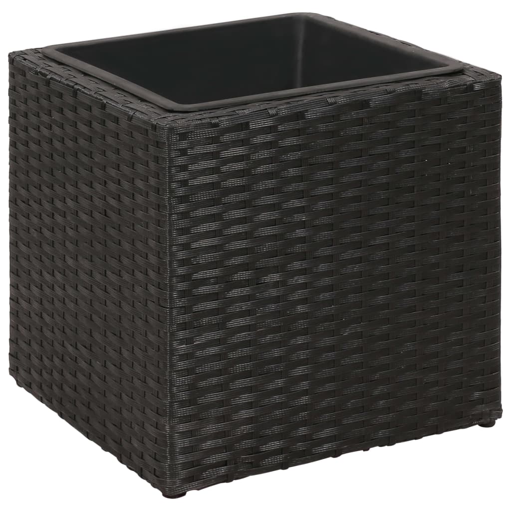 Letti Rialzati da Giardino 3 pz in Polyrattan Nero