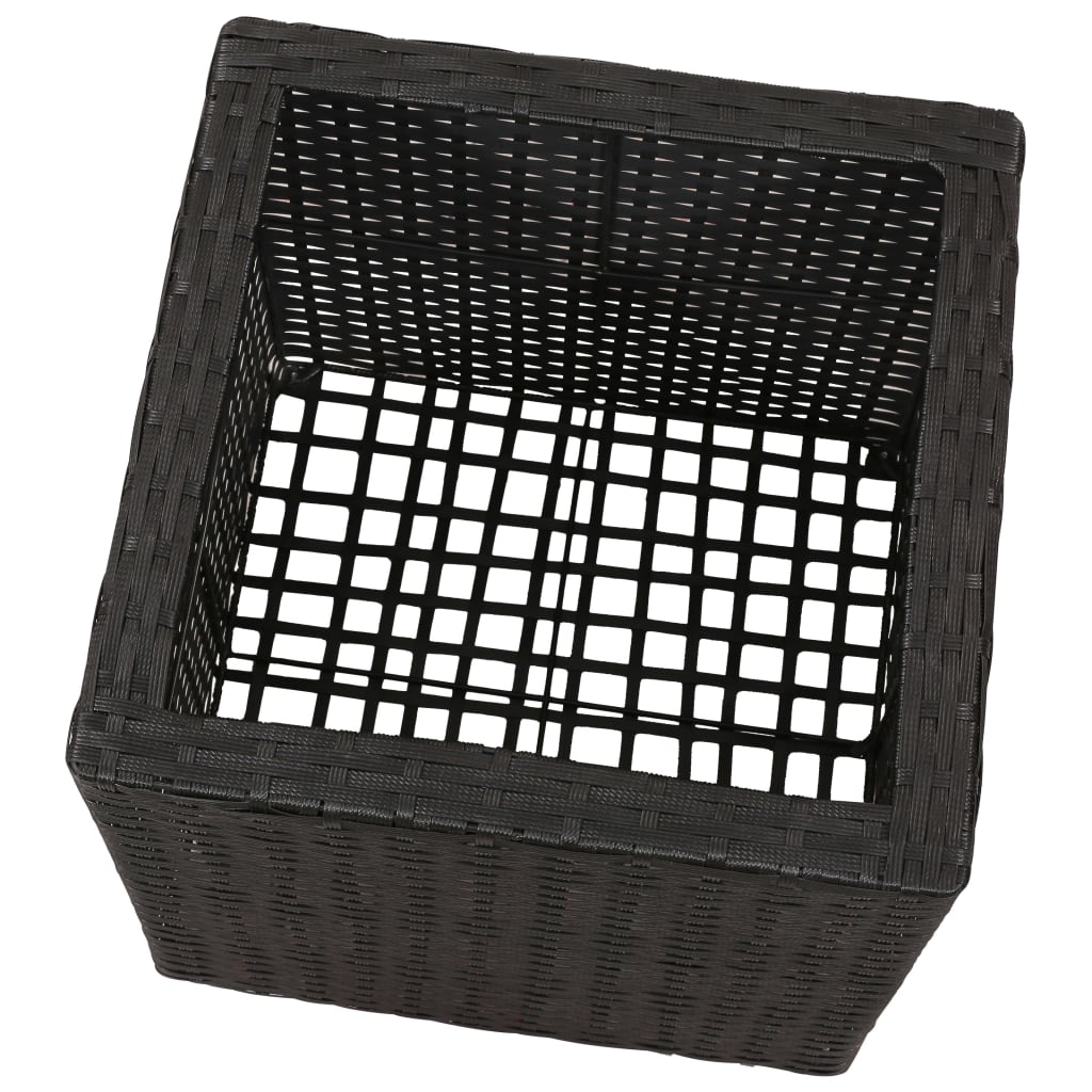 Letti Rialzati da Giardino 3 pz in Polyrattan Nero