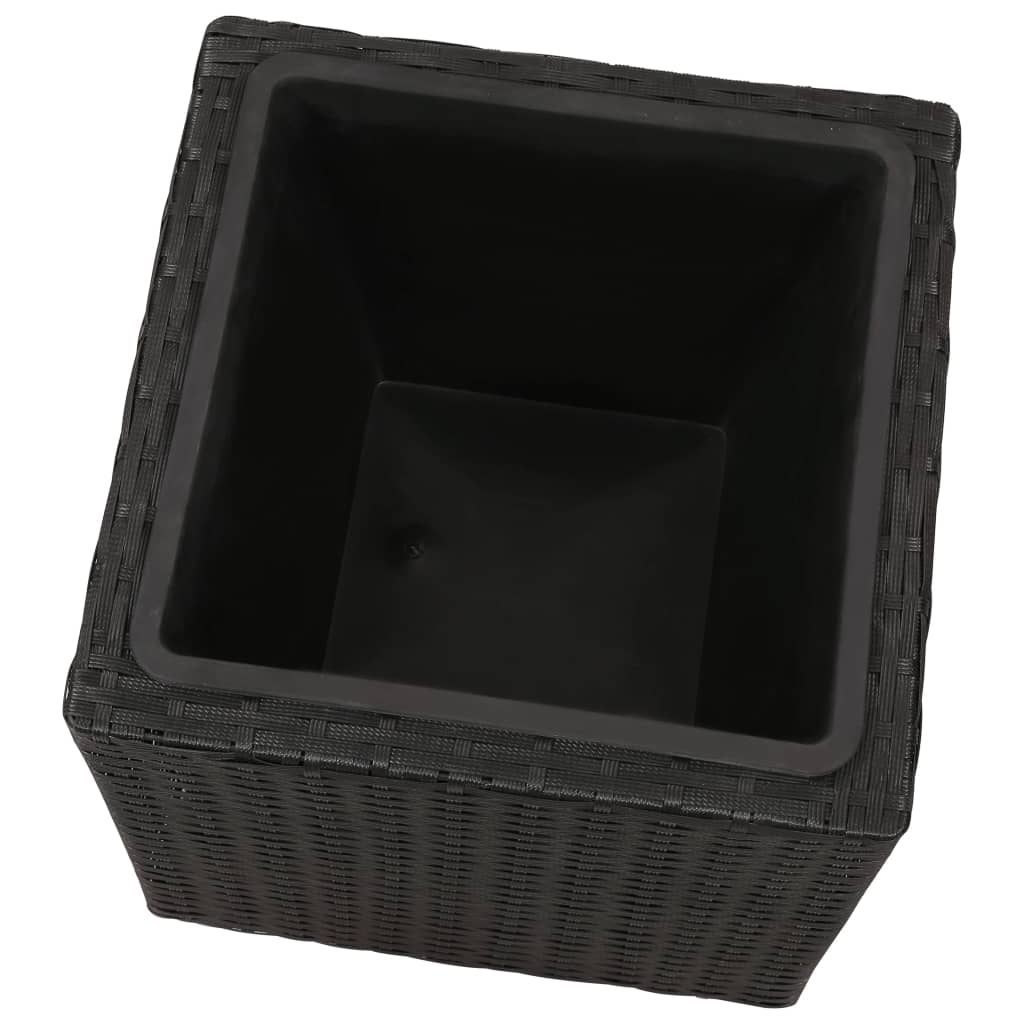 Letti Rialzati da Giardino 3 pz in Polyrattan Nero