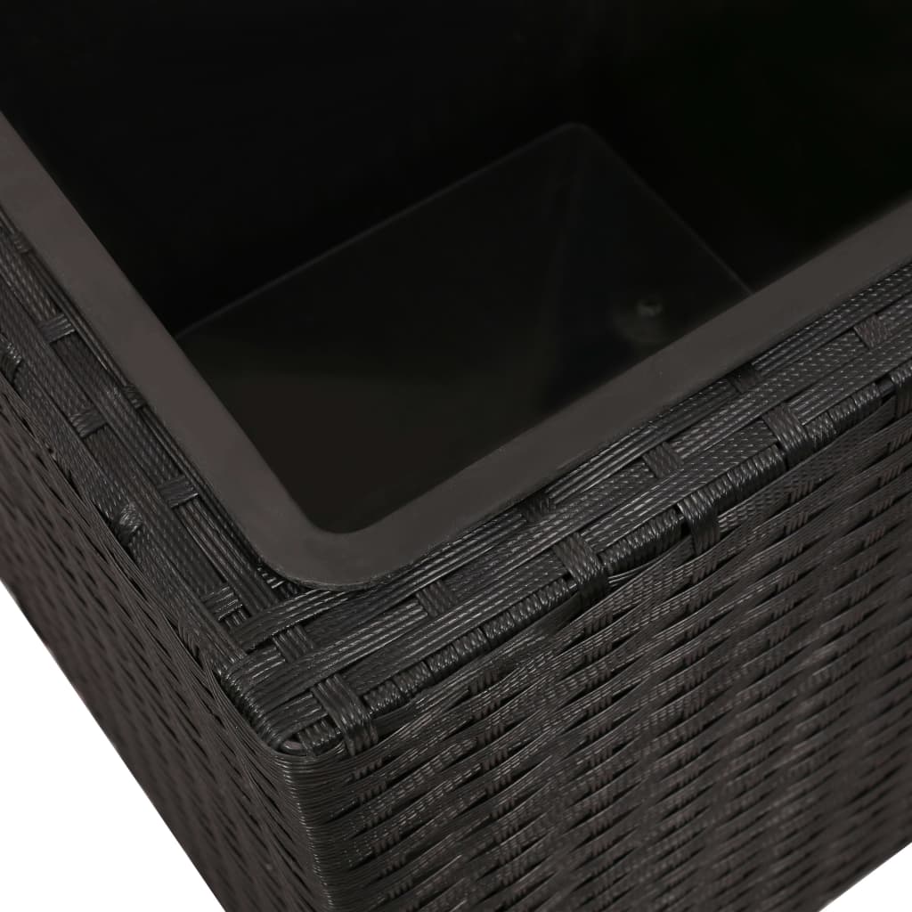 Letti Rialzati da Giardino 3 pz in Polyrattan Nero