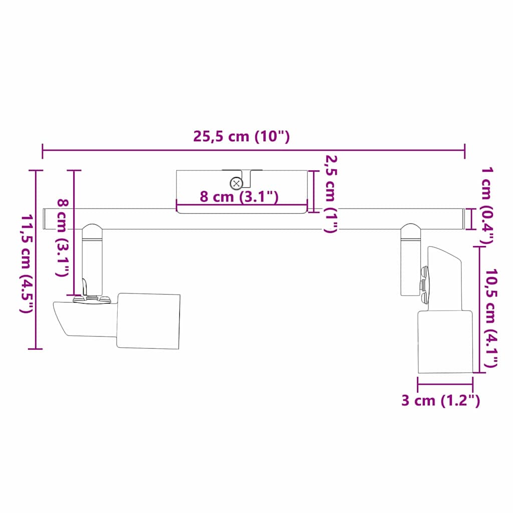 Faretto da soffitto Nichel 25,5 x 8 x 11 cm Acciaio
