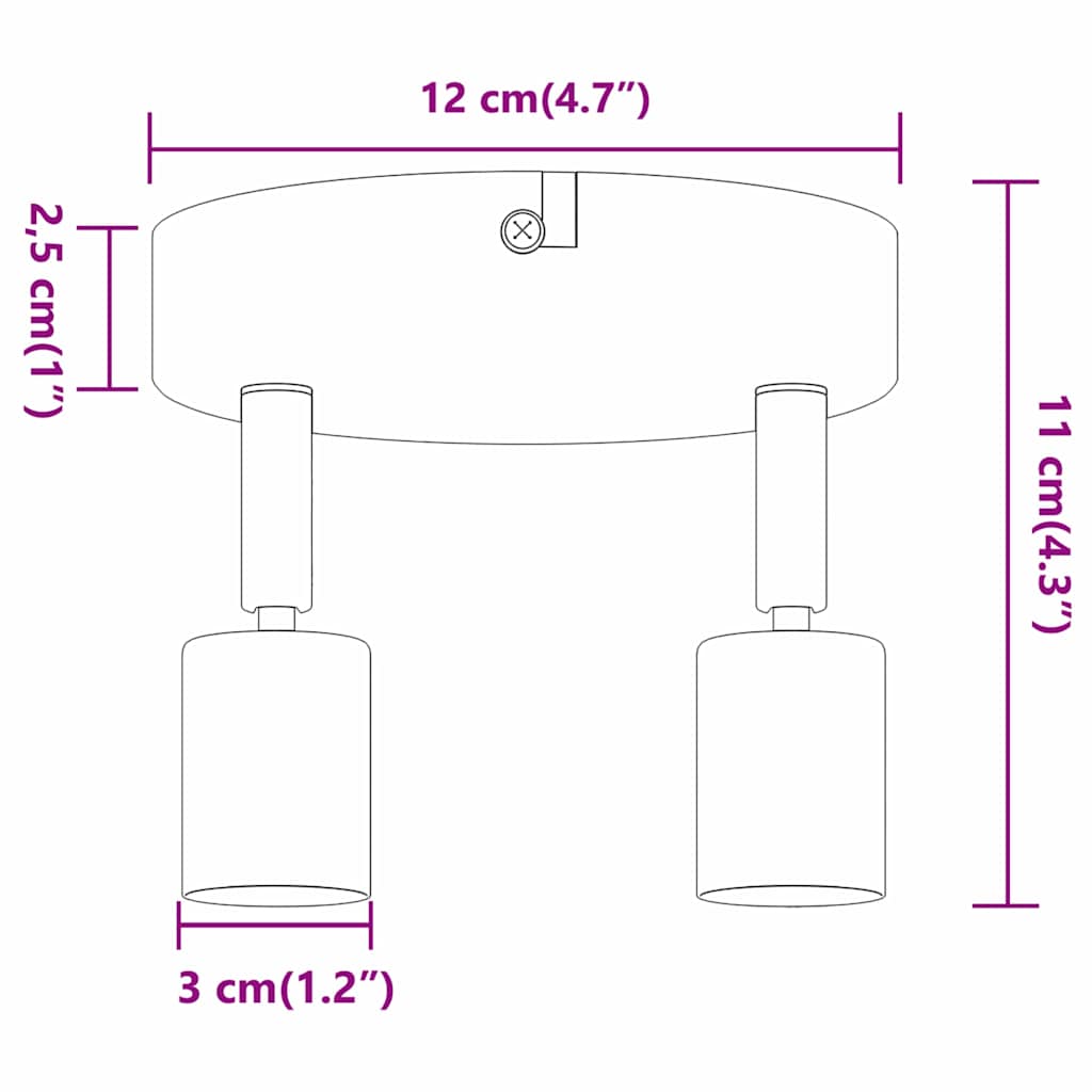 Faretto da soffitto con i riflettori Nichel 12 x 8 cm Acciaio