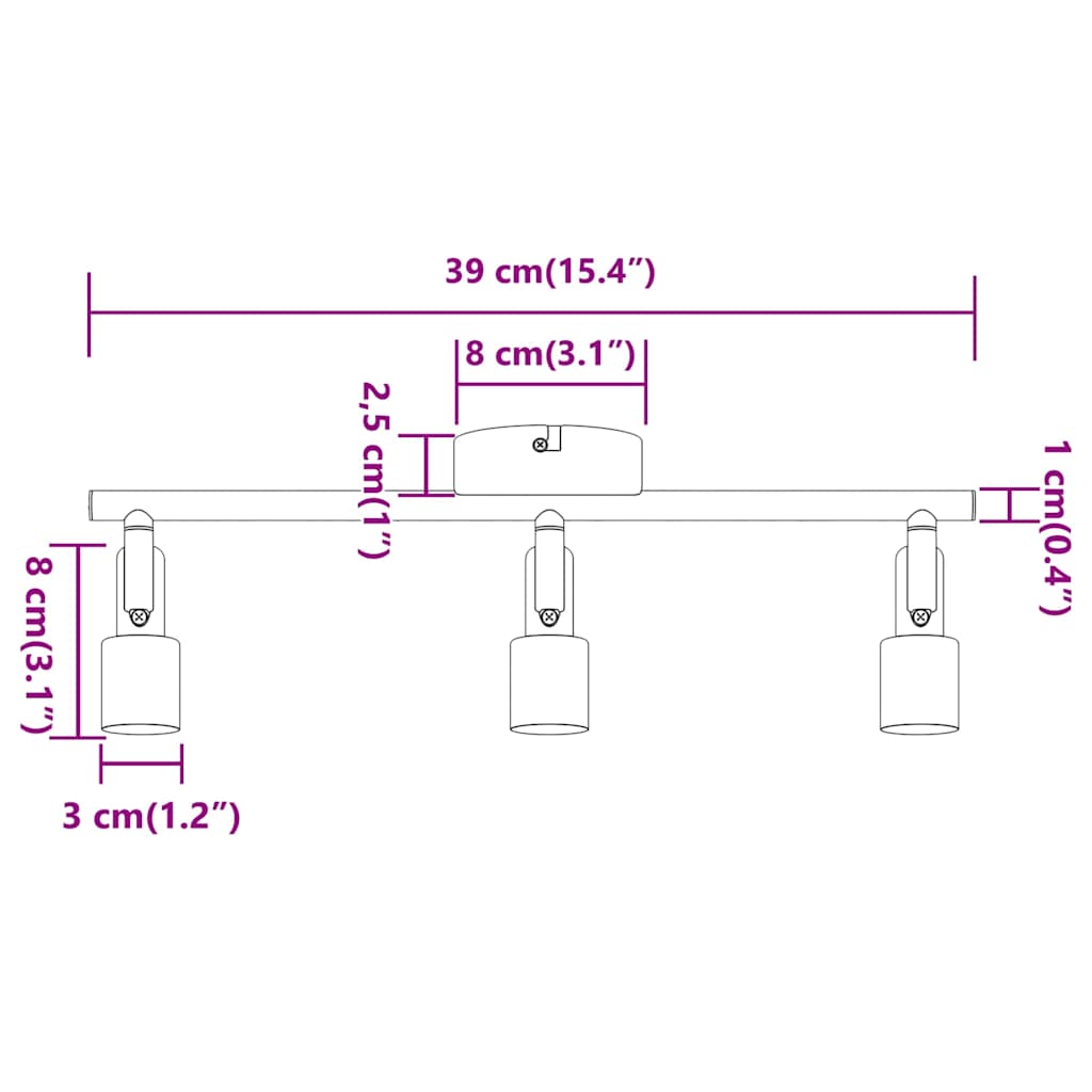 Faretto da soffitto Nichel 39 x 10,5 x 10,5 cm Acciaio