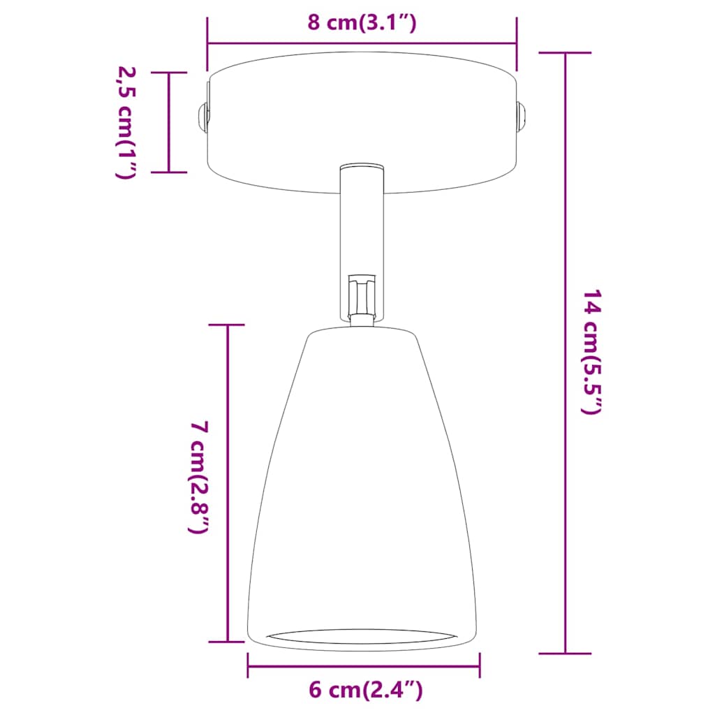Faretto da soffitto Bianco 8 x 8 x 14 cm Metallo