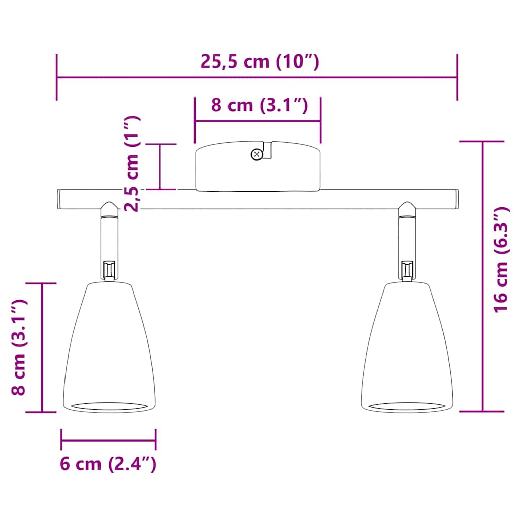 Faretto da soffitto Bianco 25.5 x 8 x 16 cm Metallo