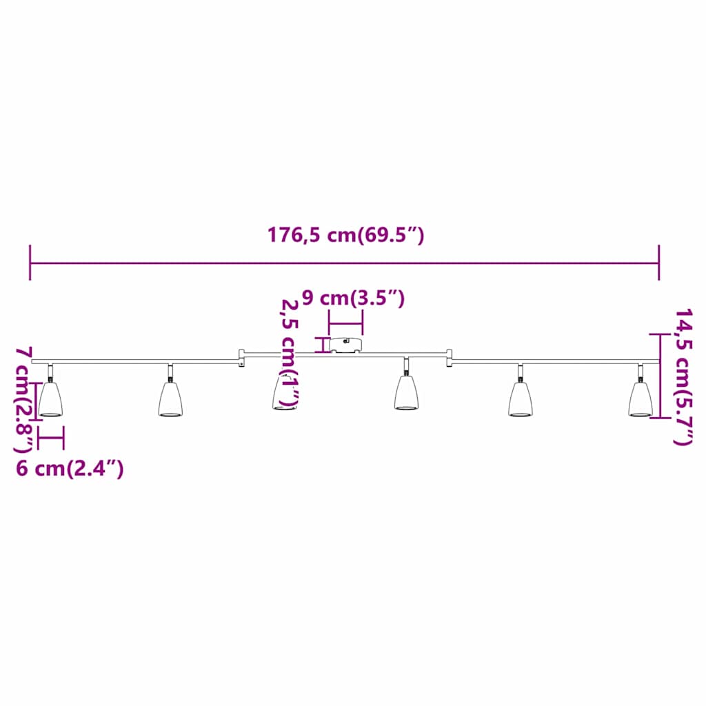 Faretto da soffitto Bianco 176,5 x 12,5 x 13,5 cm Metallo