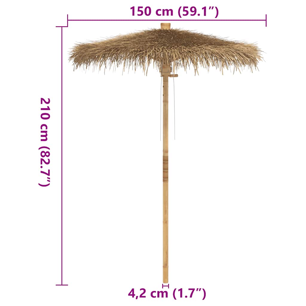 Ombrello Tiki con Baldacchino a Foglia di Banana 150 cm Bambù