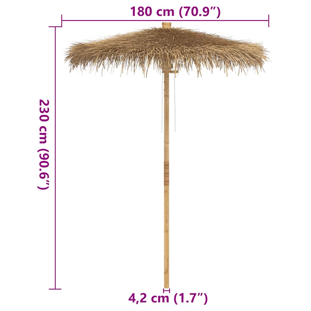 Ombrello Tiki con Baldacchino a Foglia di Banana 180 cm Bambù