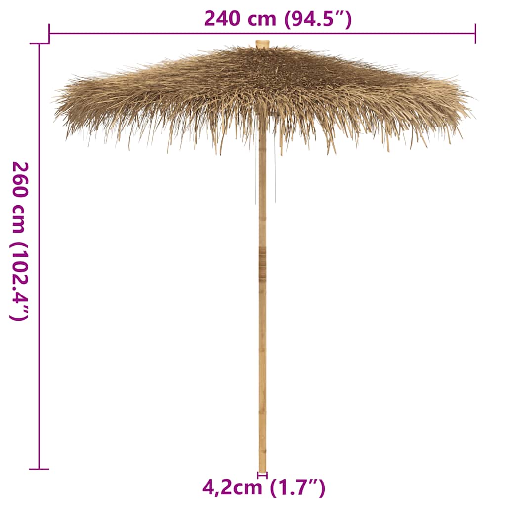 Ombrello Tiki con Baldacchino a Foglia di Banana 240 cm Bambù