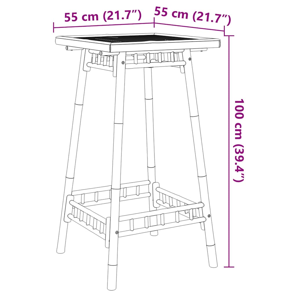 Tavolo da Bar da Esterno Quadrato 55x55x100 cm in Bambù