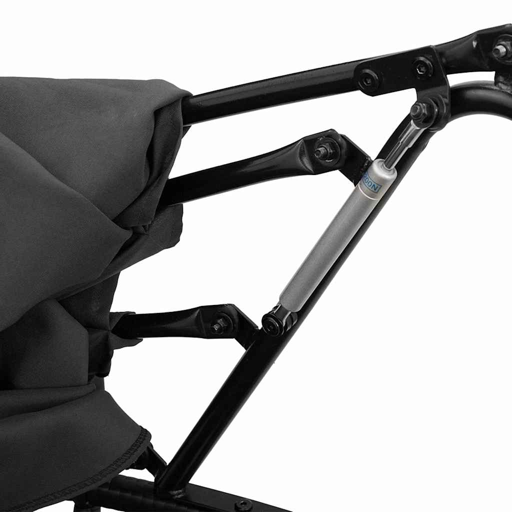 Lettino Prendisole Esterno Tetto e Cuscini Nero in Polyrattan