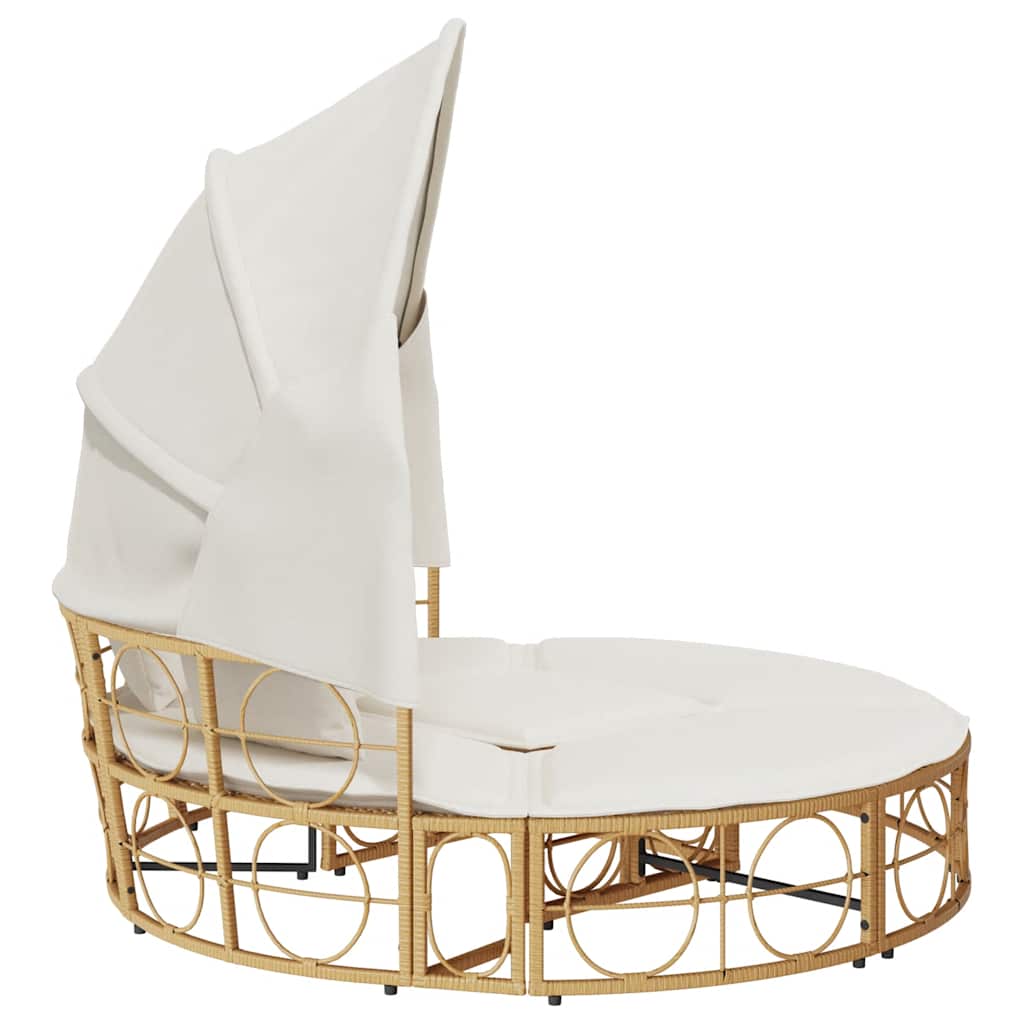 Lettino Prendisole Esterno Tetto e Cuscini in Polyrattan