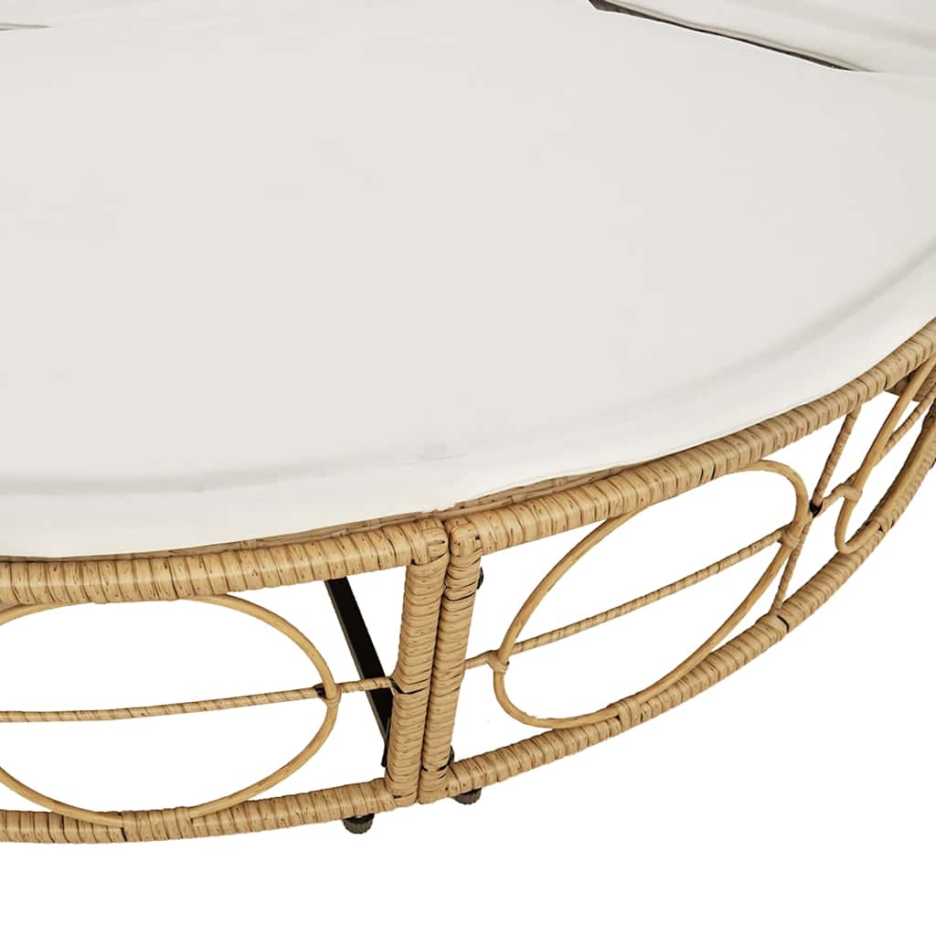 Lettino Prendisole Esterno Tetto e Cuscini in Polyrattan