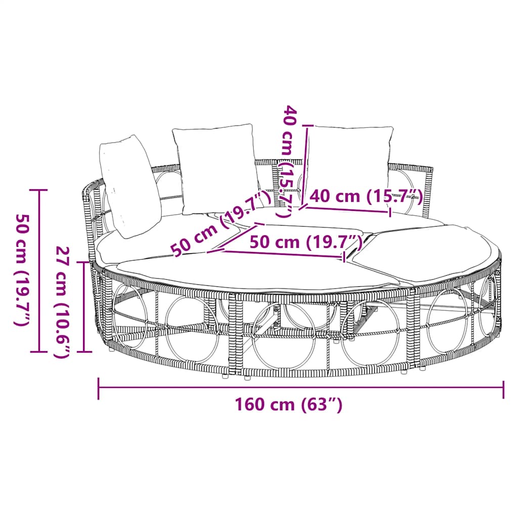 Lettino Prendisole Esterno senza Tetto in Polyrattan