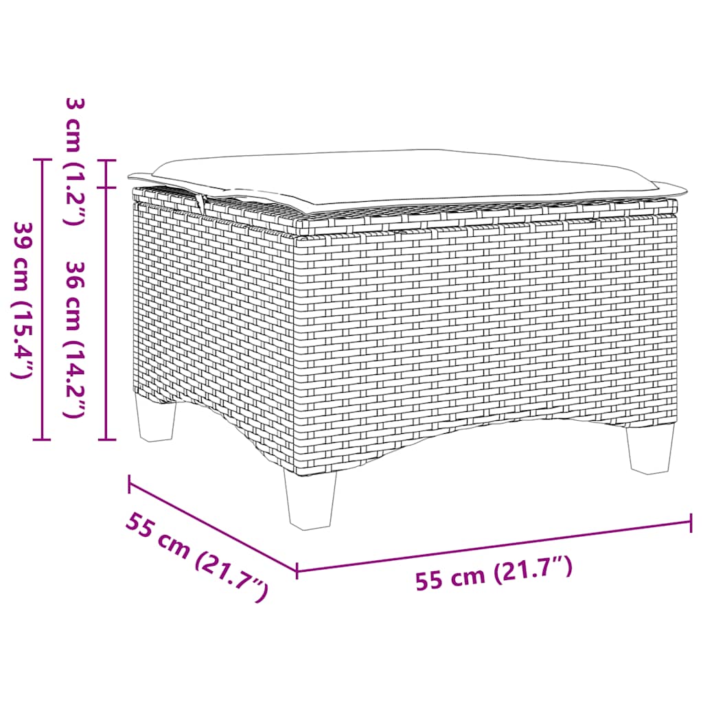 Sgabelli Giardino con Cuscini 4pz Beige 55x55x36 cm Polyrattan