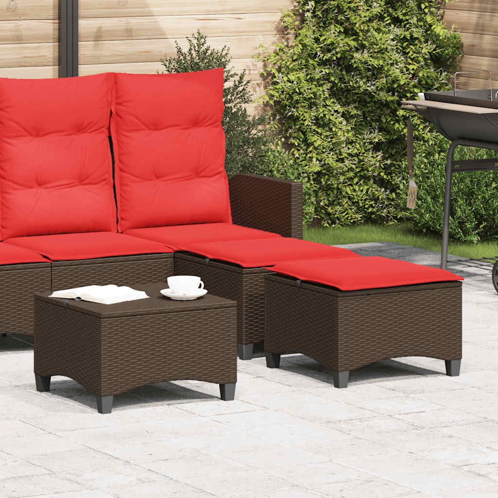 Sgabelli Giardino con Cuscini 2pz Marrone 55x55x36cm Polyrattan