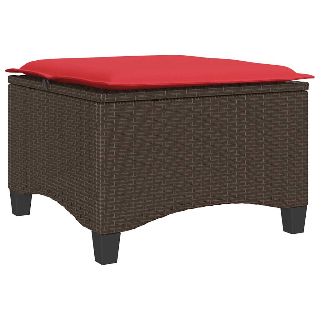 Sgabelli Giardino con Cuscini 2pz Marrone 55x55x36cm Polyrattan