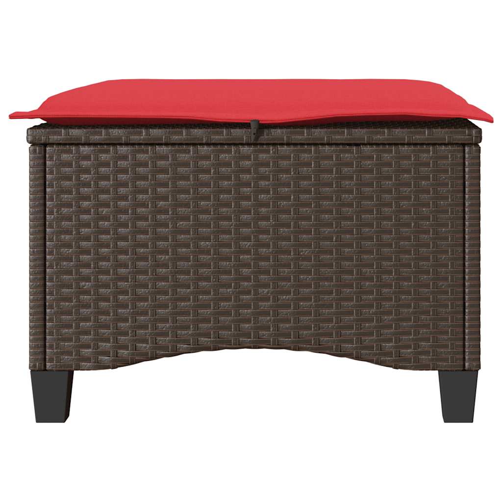 Sgabelli Giardino con Cuscini 2pz Marrone 55x55x36cm Polyrattan