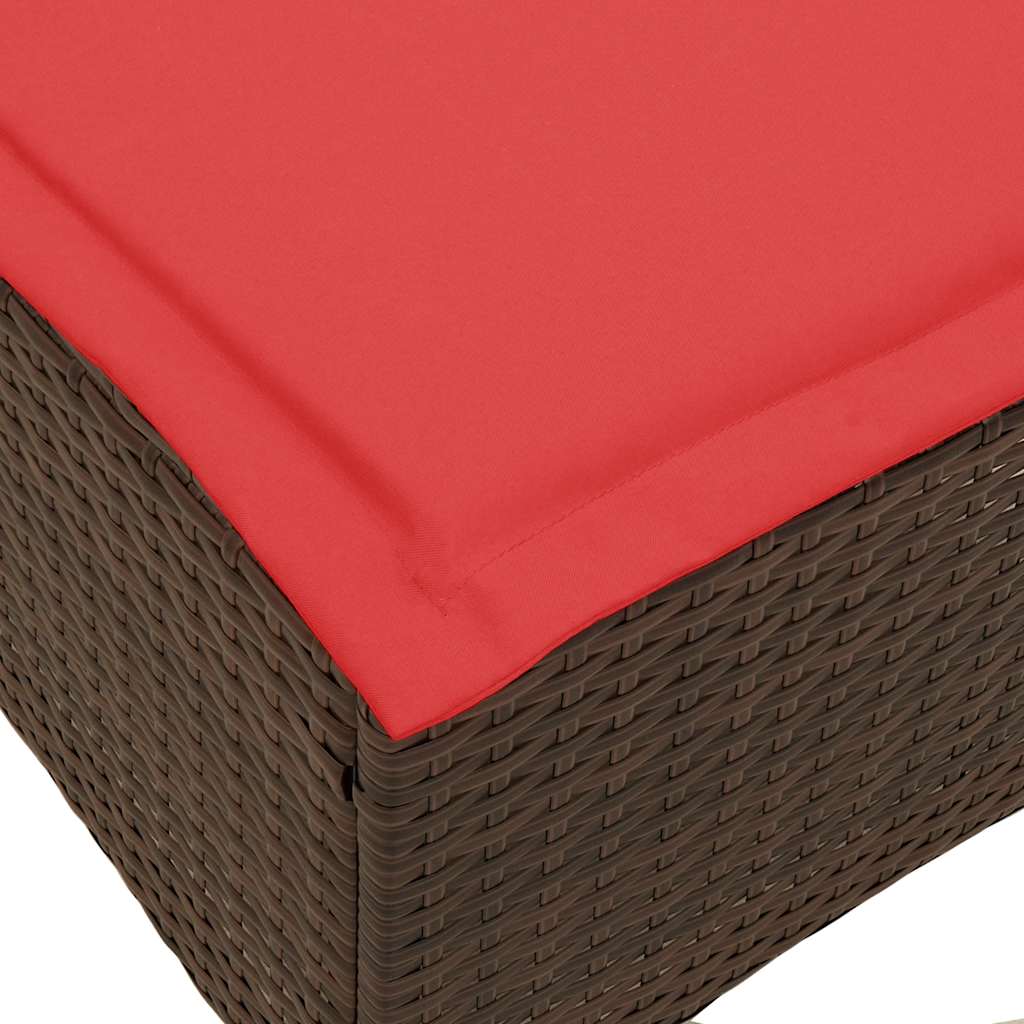 Sgabelli Giardino con Cuscini 2pz Marrone 55x55x36cm Polyrattan