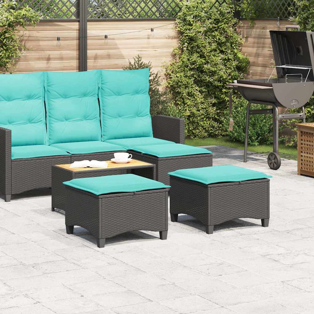 Sgabelli Giardino con Cuscini 2 pz Nero 55x55x36 cm Polyrattan
