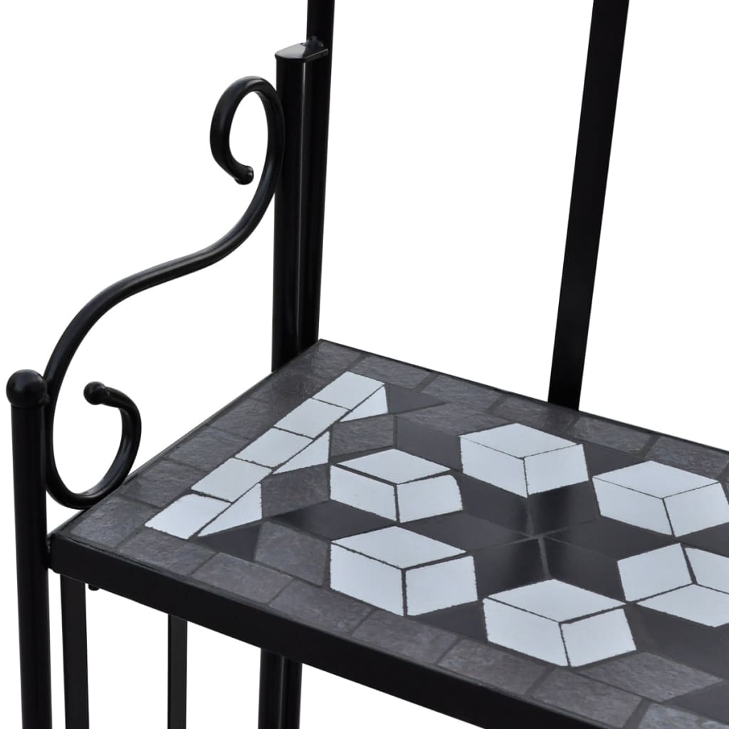 Piedistallo per Piante Terracotta con Mosaico Nero e Bianco