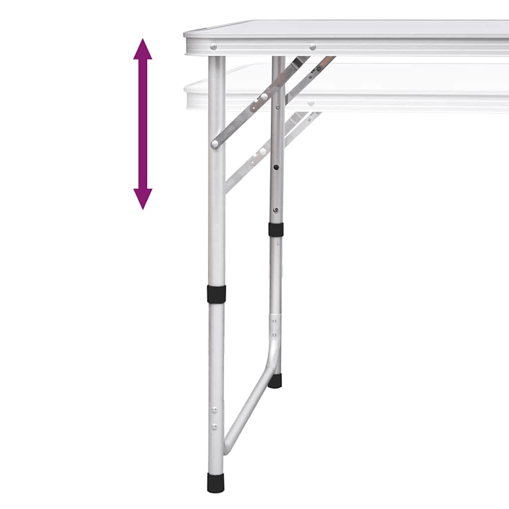Tavolo da Campeggio Pieghevole Alluminio Regolabile 120x60 cm
