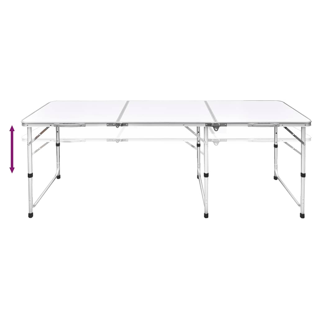 Tavolo da Campeggio Pieghevole Alluminio Regolabile 180x60 cm