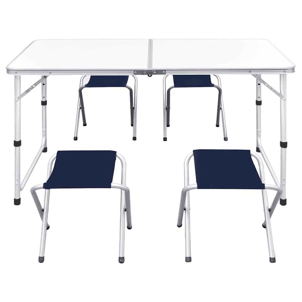 Set Tavolo da Campeggio Pieghevole 4 Sedie Regolabile 120x60 cm
