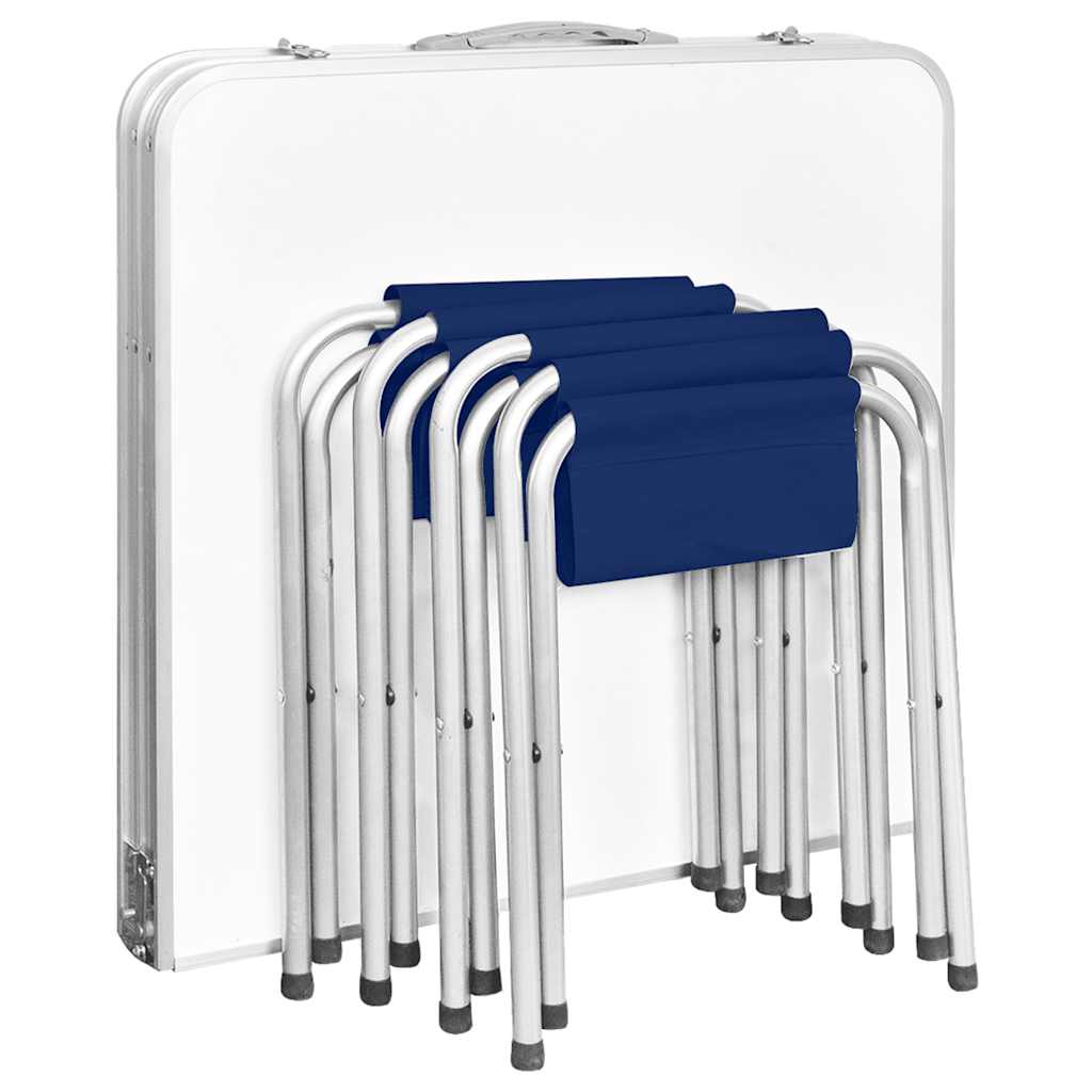 Set Tavolo da Campeggio Pieghevole 4 Sedie Regolabile 120x60 cm
