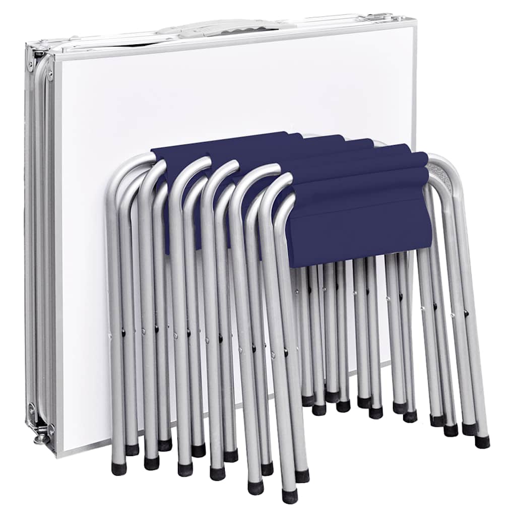 Set Tavolo da Campeggio Pieghevole 6 Sedie Regolabili 180x60 cm